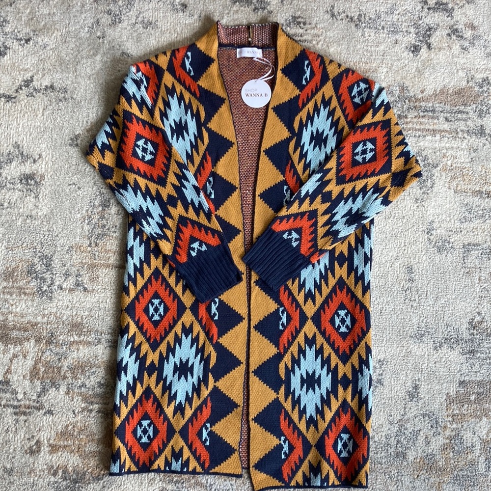Tribal print long sweater